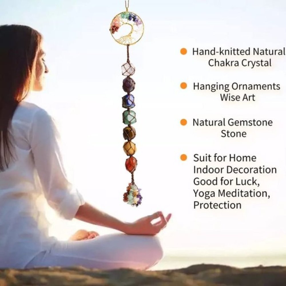 Free People Tree of Life Chakra Crystals Healing Stones Wall Hanging Ornament - Picture 6 of 8